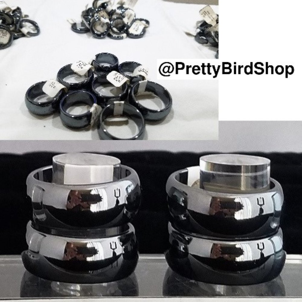 100 RINGS resale bundle mixed stone glass hematite NEW